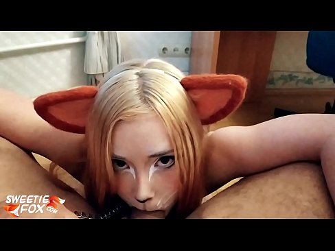 ❤️ Kitsune menelan kontol dan cum di mulutnya ❤️ Sex pada kami